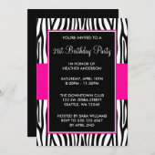 Hot-roze Zebra 21e verjaardag Kaart (Voorkant / Achterkant)