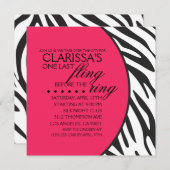 Hot-roze Zebra Afdrukken Aangepaste bachelorette Kaart (Voorkant / Achterkant)