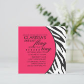 Hot-roze Zebra Afdrukken Aangepaste bachelorette Kaart (Staand voorkant)