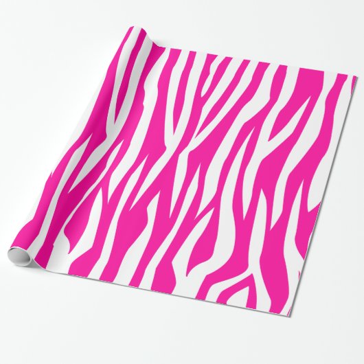Hot-roze Zebra afdrukken Cadeaupapier (Uitgerold)
