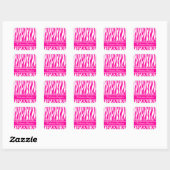 Hot-roze Zebra Afdrukken met aangepaste tekst Vierkante Sticker (Vel)