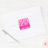 Hot-roze Zebra Afdrukken met aangepaste tekst Vierkante Sticker (Envelop)
