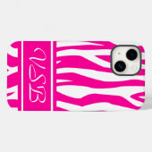 Hot-roze Zebra Afdrukken met monogram Case-Mate iPhone Case (Achterkant (horizontaal))