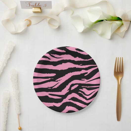 Hot-roze Zebra afdrukken Papieren Bordje (Huwelijk)