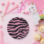Hot-roze Zebra afdrukken Papieren Bordje (Feest)