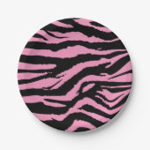 Hot-roze Zebra afdrukken Papieren Bordje (Voorkant)