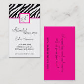 Hot-roze zebra Afdrukken Personaliseer Visitekaart Visitekaartje (Voorkant / Achterkant)