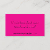 Hot-roze zebra Afdrukken Personaliseer Visitekaart Visitekaartje (Achterkant)