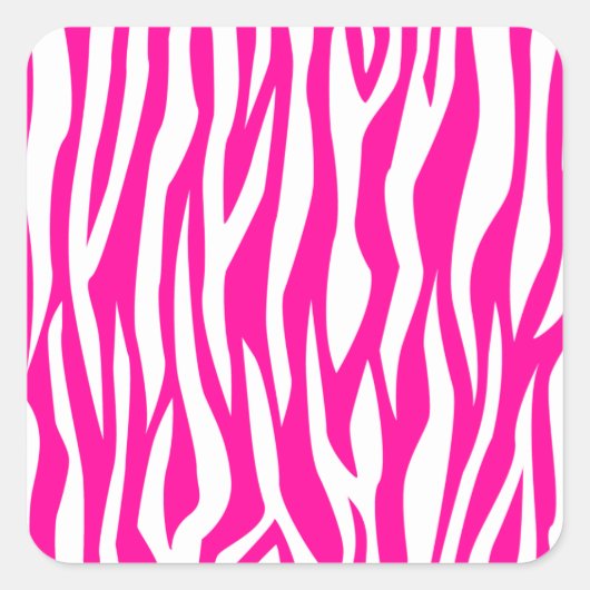 Hot-roze Zebra afdrukken Vierkante Sticker (Voorkant)