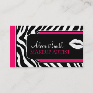 Hot-roze zebra Afdrukzout Visitekaartjes