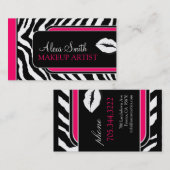 Hot-roze zebra Afdrukzout Visitekaartjes (Voorkant / Achterkant)
