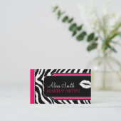 Hot-roze zebra Afdrukzout Visitekaartjes (Staand voorkant)