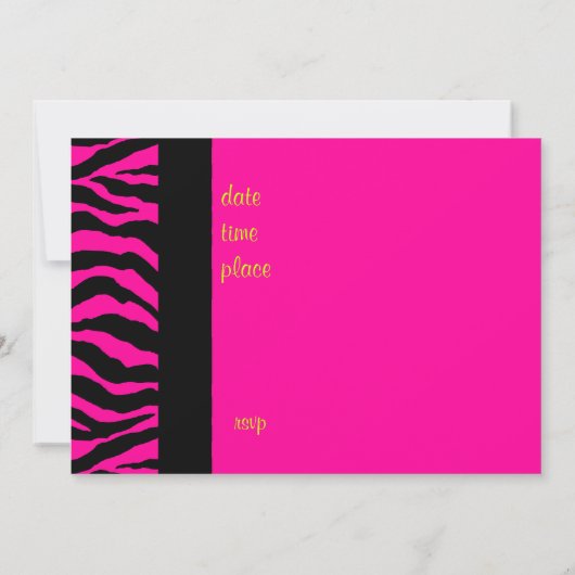 Hot-roze Zebra Afstuderen Fotouitnodiging Kaart (Achterkant)