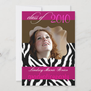 Hot-roze Zebra/Afstuderen Kaart