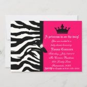 Hot-roze Zebra Baby shower Kaart (Voorkant)
