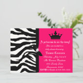 Hot-roze Zebra Baby shower Kaart (Staand voorkant)