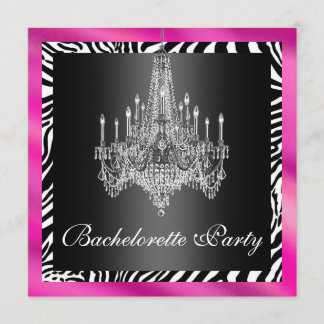 Hot-roze Zebra-bachelorette partijuitnodiging Kaart