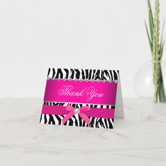 Hot Roze Zebra Dank u kaarten (Voorkant)