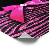 Hot-roze zebra en lintbogen grafisch poster (Hoek)