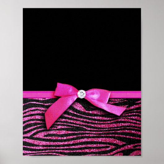 Hot-roze zebra en lintbogen grafisch poster (Voorkant)