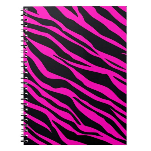Hot-roze Zebra gestreept Notitieboek (Voorkant)