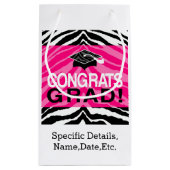 Hot-roze Zebra-grats Girl's Graduation Party Klein Cadeauzakje (Achterkant)