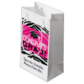 Hot-roze Zebra-grats Girl's Graduation Party Klein Cadeauzakje (Achterkant Gekanteld)