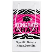 Hot-roze Zebra-grats Girl's Graduation Party Klein Cadeauzakje (Voorkant)