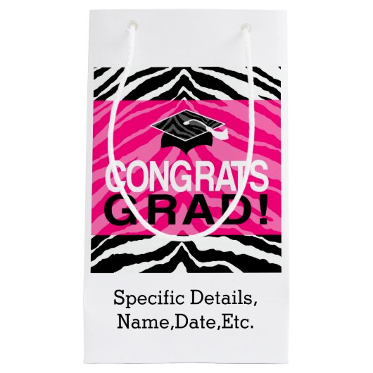 Hot-roze Zebra-grats Girl's Graduation Party Klein Cadeauzakje (Voorkant)
