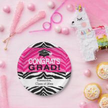 Hot-roze Zebra-grats Girl's Graduation Party
