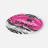 Hot-roze Zebra-grats Girl's Graduation Party Papieren Bordje (Gekanteld)