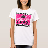 Hot-roze Zebra-grats Girl's Graduation Party T-shirt (Voorkant)
