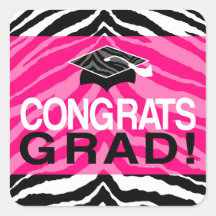 Hot-roze Zebra-grats Girl's Graduation Party