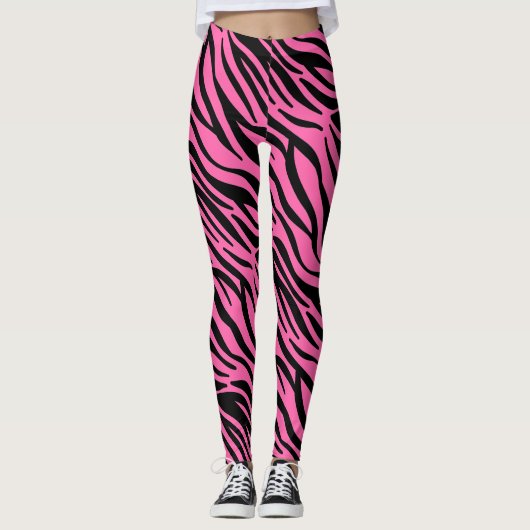 Hot-roze Zebra Leggings (Voorkant)