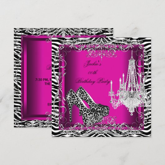 Hot-roze Zebra-luipaard printplaten Kaart (Voorkant / Achterkant)