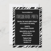 Hot-roze Zebra Masquerade Ball Party-uitnodigingen Kaart (Achterkant)