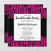 Hot-roze Zebra Modern Bachelorette Party Kaart (Voorkant / Achterkant)
