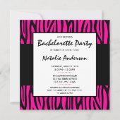 Hot-roze Zebra Modern Bachelorette Party Kaart (Voorkant)