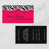 Hot Roze Zebra Print Dierenpatroon Visitekaartje (Voorkant / Achterkant)