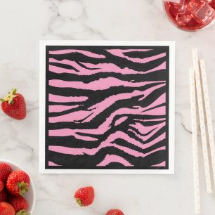 Hot-Roze Zebra Print Dinner Napkins Servet