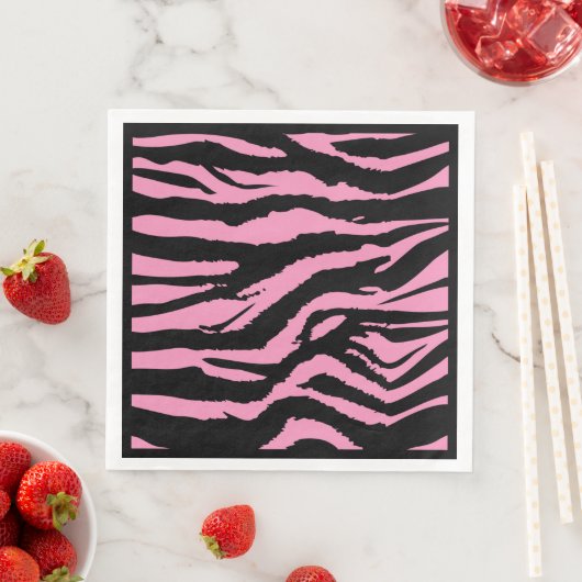 Hot-Roze Zebra Print Dinner Napkins Servet (Insitu)