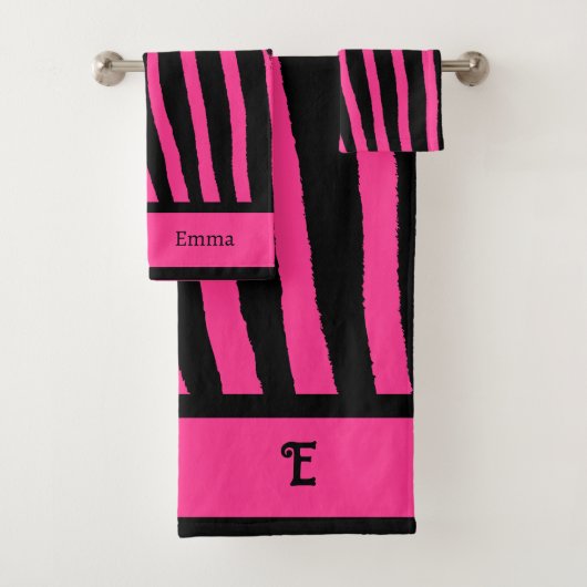 Hot roze zebra print handdoek (Insitu)