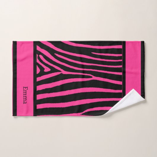 Hot roze zebra print handdoek (Handdoek)