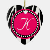Hot-Roze Zebra Print Heart Kerstannament Keramisch Ornament (Rechts)