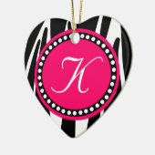 Hot-Roze Zebra Print Heart Kerstannament Keramisch Ornament (Links)