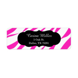 Hot roze zebra print retouradres etiket