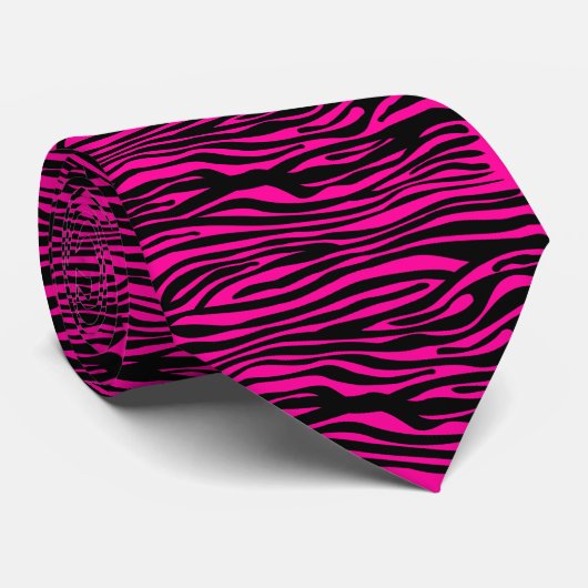 Hot-roze zebra Print Stropdas (Opgerold)