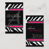 Hot-roze zebra Print Visitekaartje (Voorkant / Achterkant)