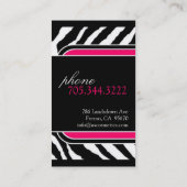 Hot-roze zebra Print Visitekaartje (Achterkant)