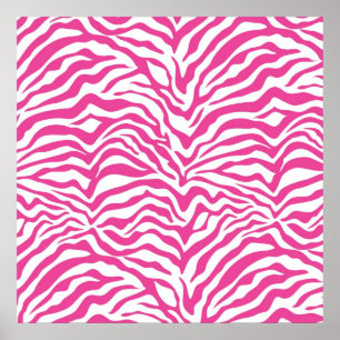 Hot-Roze Zebra print Wild Animal Stripes